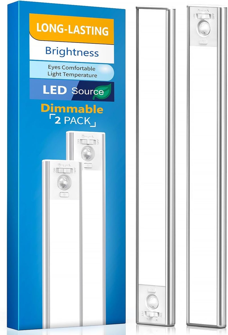 DDSKY Under Cabinet Lighting, LED Motion Sensor Light Indoor, 2200mAh USB Rechargeable Closet Lights Battery Operated, Stick On Magnetic Wireless Dimmable Under Counter Lights for Kitchen(2 Pack) - Image 1
